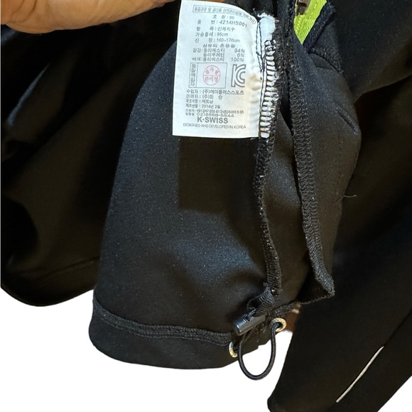 K Swiss Zip Up with Neon Green Piping Track Black Jacket Size L - Picture 7 of 10